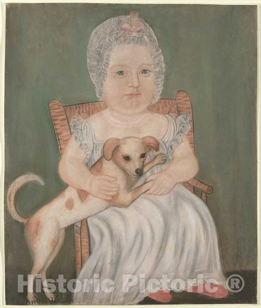 Art Print : Micah Williams, Child with Pet Dog, c. 1825 - Vintage Wall Art