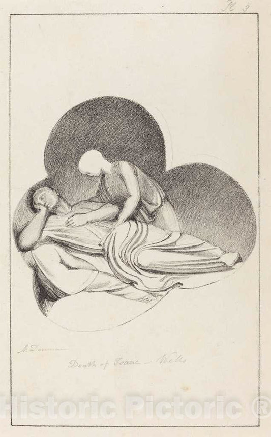 Art Print : Maria Denman After Flaxman, Death of Isaac, from Wells Cathedral, 1829 - Vintage Wall Art