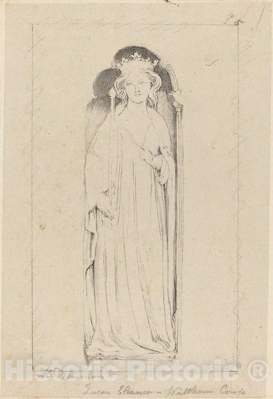 Art Print : Maria Denman After Flaxman, Queen Eleanor, from Waltham Cross, 1829 - Vintage Wall Art