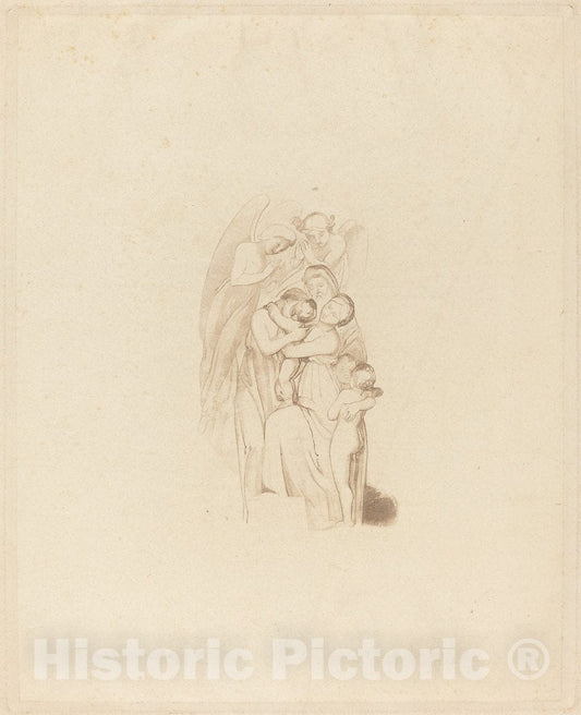 Art Print : Holy Family? with Angels l.1: The March of The Intellect, 19th Century - Vintage Wall Art