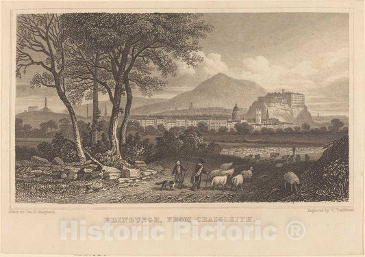 Art Print : Tombleson After Hosmer Shepherd, Edinburgh, from Craigleith - Vintage Wall Art