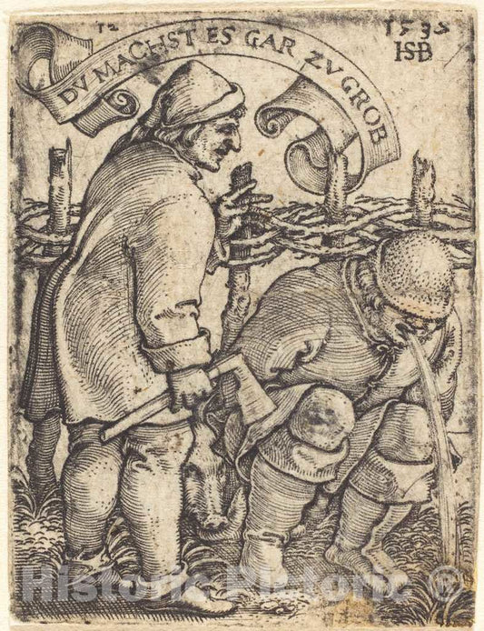 Art Print : Sebald Beham, Vomiting Peasant - Vintage Wall Art