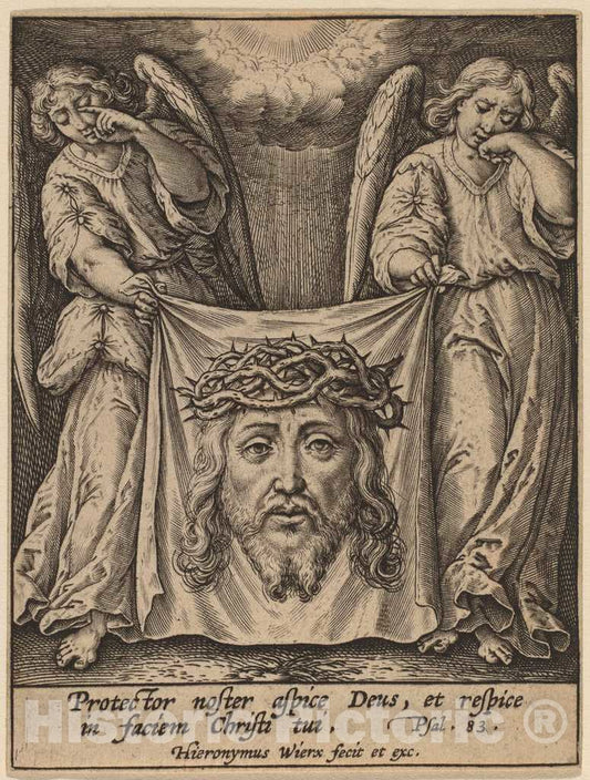 Art Print : Hieronymus Wierix, Protector Noster Aspice - Vintage Wall Art