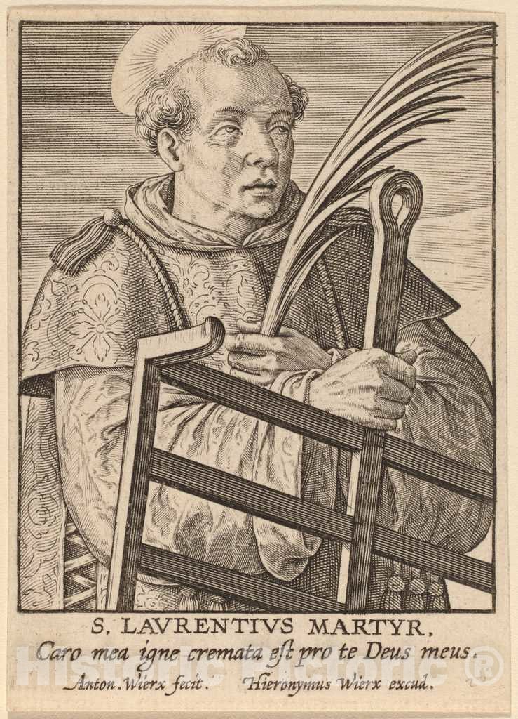 Art Print : Antonie Wierix, S. Laurentius Martyr - Vintage Wall Art