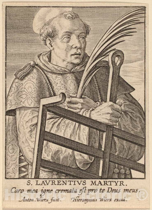 Art Print : Antonie Wierix, S. Laurentius Martyr - Vintage Wall Art