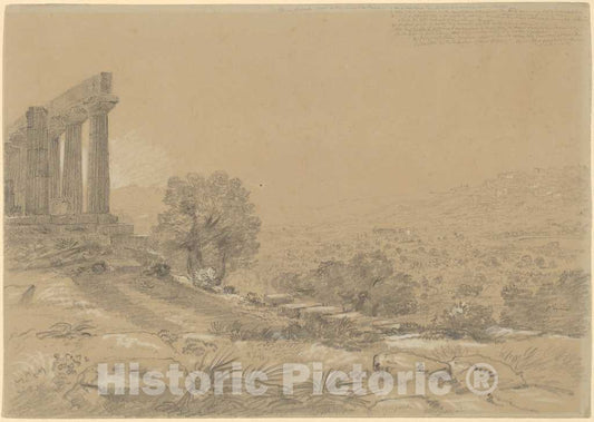 Art Print : Thomas Cole, Temple of Juno, Agrigentum, 1842 - Vintage Wall Art