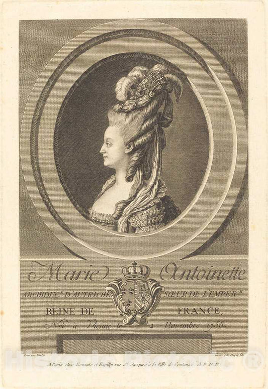 Art Print : Dupin II After Carle Van Loo, Marie-Antoinette - Vintage Wall Art