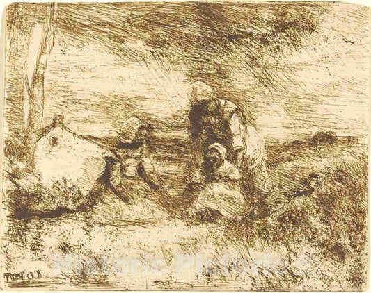 Art Print : Baptiste-Camille Corot, The Little Sister (La Petite Soeur), 1854 - Vintage Wall Art