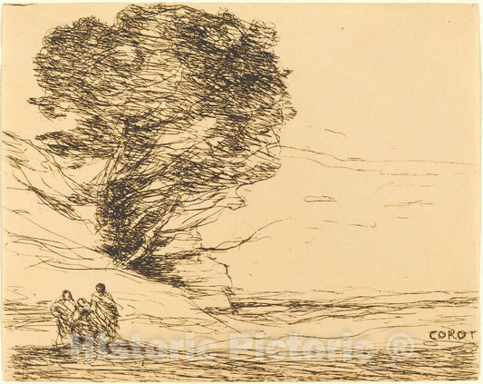 Art Print : Baptiste-Camille Corot, Souvenir of Antibes (Souvenir d'Antibes), 1874 - Vintage Wall Art