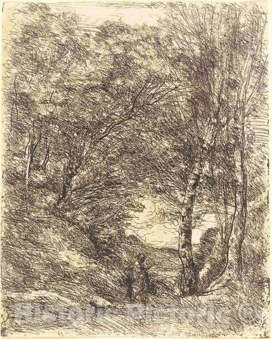 Art Print : Baptiste-Camille Corot, The Gardens of Horace (Les Jardins d'Horace), 1855 - Vintage Wall Art