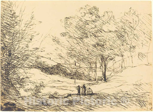 Art Print : Baptiste-Camille Corot, Souvenir of Lake Maggiore (Souvenir du Lac Majeur), 1871 - Vintage Wall Art