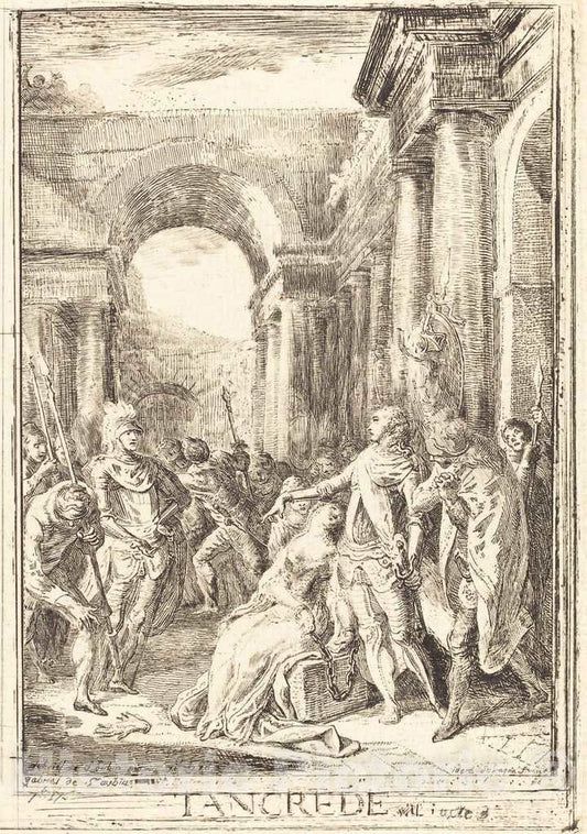 Art Print : Gabriel Jacques de Saint-Aubin, The Challenge [Right], 1760 - Vintage Wall Art