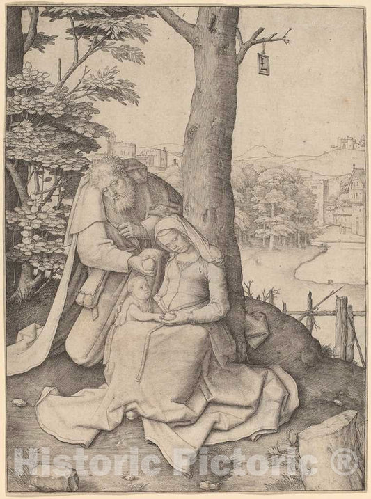 Art Print : Lucas Van Leyden, The Holy Family, c. 1508 - Vintage Wall Art