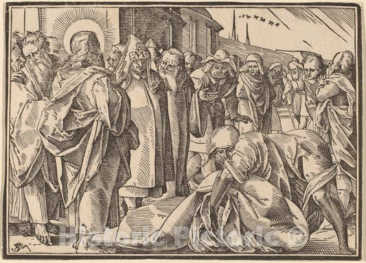 Art Print : Christoph Murer, The Paralytic Healed by Christ Picks up His Pallet - Vintage Wall Art