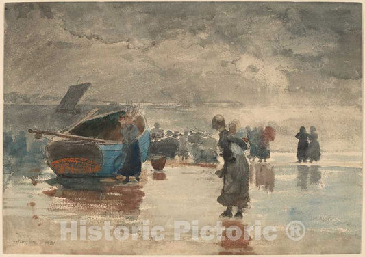 Art Print : Winslow Homer, On The Sands, 1881 - Vintage Wall Art