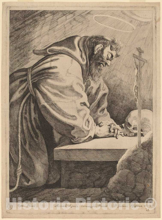 Art Print : Soutman After Bassano II, Saint Francis, 1620-1657 - Vintage Wall Art
