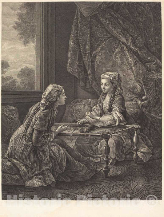 Art Print : Beauvarlet After Carle Van Loo, La Confidence, c.1775 - Vintage Wall Art