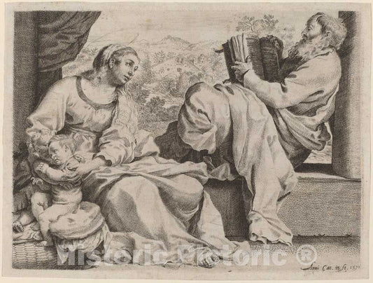 Art Print : Annibale Carracci, The Holy Family with Saint John The Baptist, 1590 - Vintage Wall Art