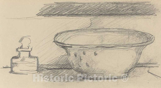 Art Print : Paul CÃ©zanne, Wash Basin and Scent Bottle [Recto], c.1879 - Vintage Wall Art