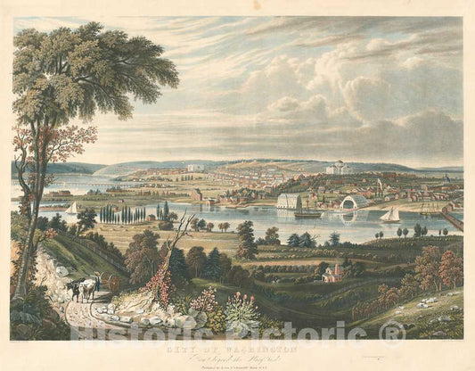 Art Print : Bennett After Cooke, City of Washington: from Beyond The Navy Yards, 1834 - Vintage Wall Art