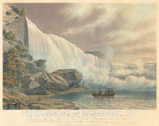 Art Print : Bennett After Murray, Niagara Falls from The American Side, 1840 - Vintage Wall Art