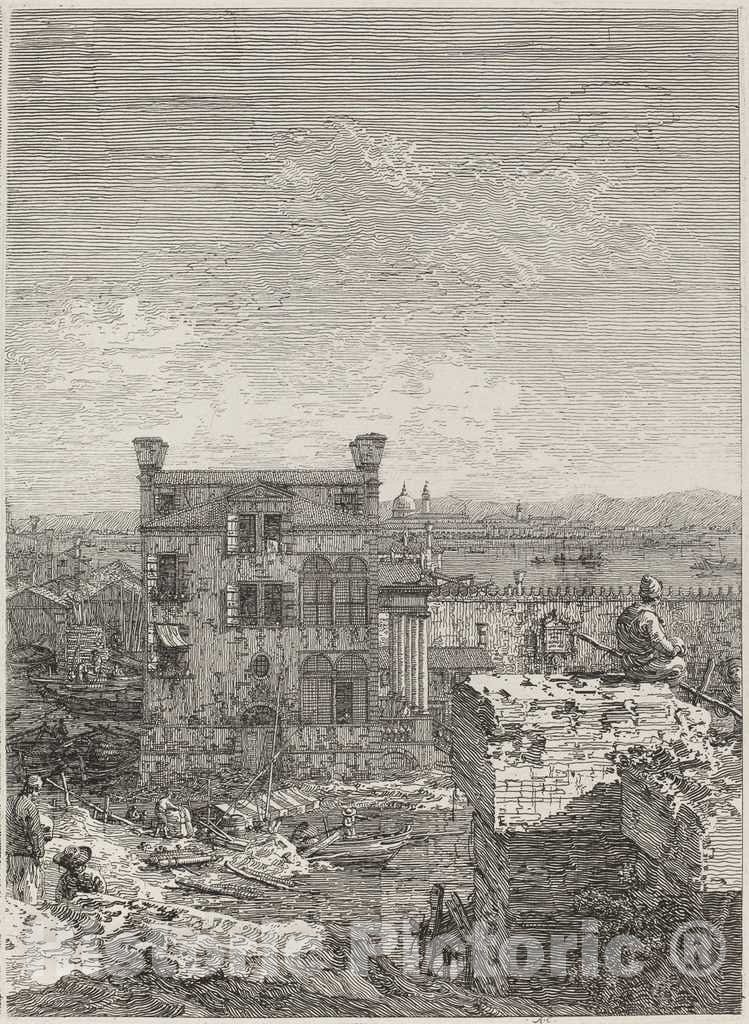 Art Print : Canaletto, The House with The Peristyle [Right], 1741 - Vintage Wall Art