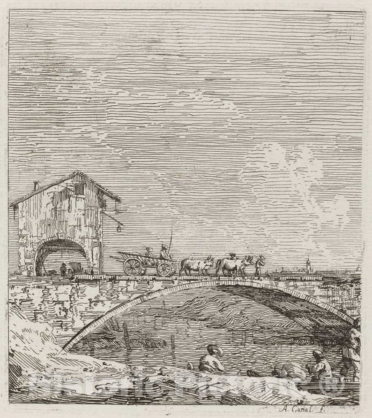 Art Print : Canaletto, The Wagon Passing Over a Bridge, c.1741 - Vintage Wall Art