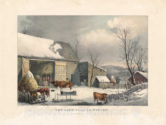 Art Print : Durrie, The Farm-Yard in Winter, 1861 - Vintage Wall Art