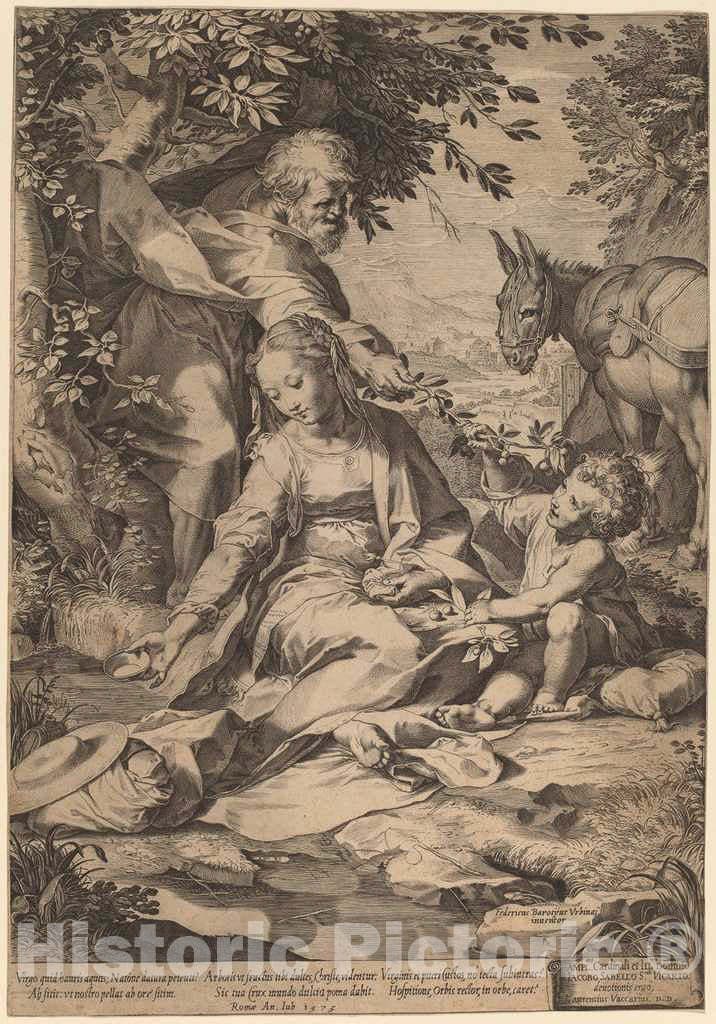 Art Print : Cort After Federico Barocci, The Rest on The Return from Egypt, 1575 - Vintage Wall Art