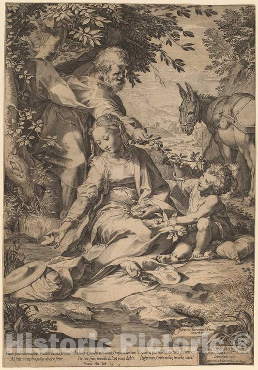 Art Print : Cort After Federico Barocci, The Rest on The Return from Egypt, 1575 - Vintage Wall Art