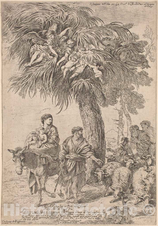 Art Print : Giovanni Benedetto Castiglione, The Flight into Egypt, c. 1648 - Vintage Wall Art