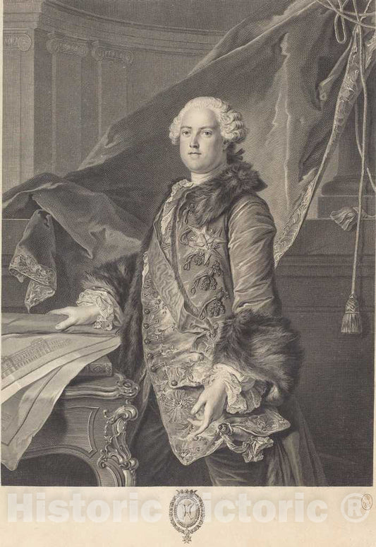 Art Print : Wille afterTocquÃ©, Marquis de Marigny, 1761 - Vintage Wall Art
