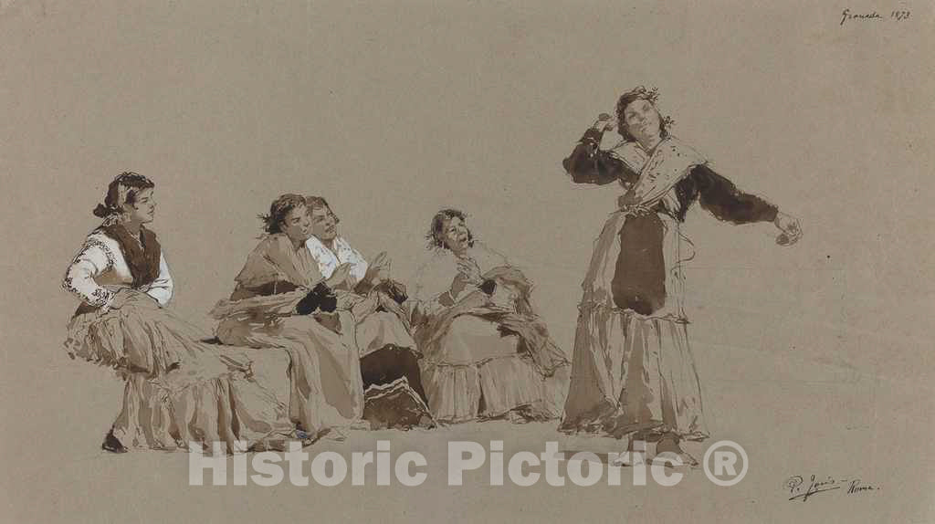 Art Print : Pio Joris, Spanish Dancers, 1873 - Vintage Wall Art