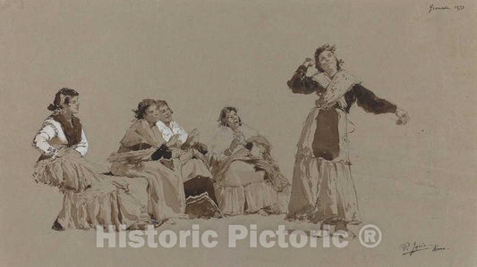 Art Print : Pio Joris, Spanish Dancers, 1873 - Vintage Wall Art