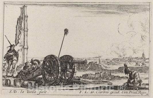 Art Print : Stefano Della Bella, The Cannon, c. 1641 - Vintage Wall Art