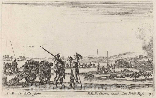 Art Print : Stefano Della Bella, Officer Giving Orders to a Sentinel, c. 1641 - Vintage Wall Art