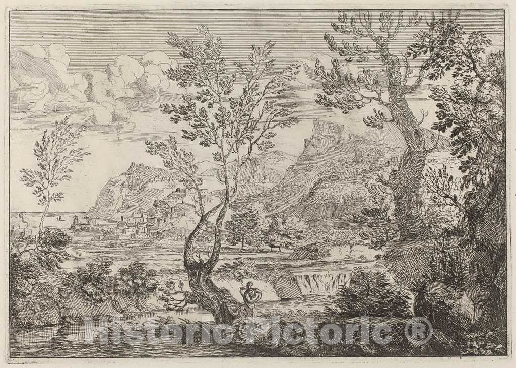 Art Print : Crescenzio Onofri, A Waterfall, 1696 - Vintage Wall Art