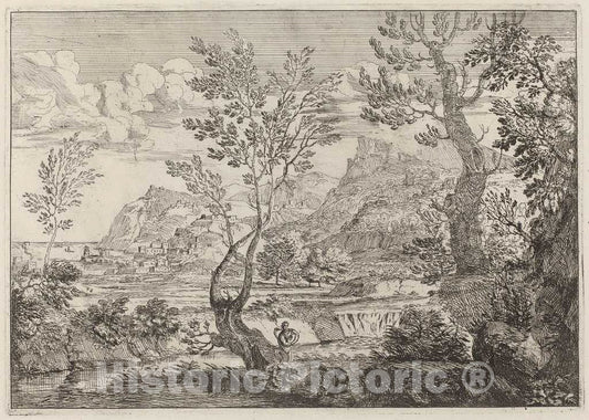 Art Print : Crescenzio Onofri, A Waterfall, 1696 - Vintage Wall Art