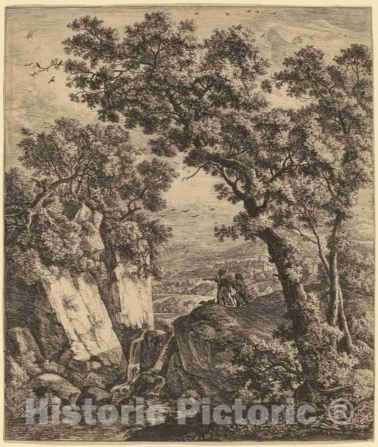 Art Print : Anthonie Waterloo, Landscape with Tobias and The Angel - Vintage Wall Art
