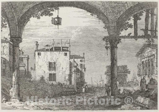 Art Print : Canaletto, The Portico with The Lantern, c.1741 - Vintage Wall Art