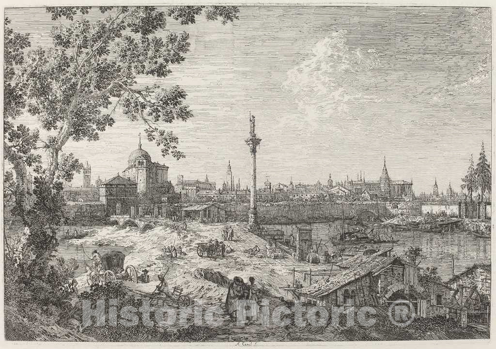 Art Print : Canaletto, Imaginary View of Padua, c.1741 - Vintage Wall Art