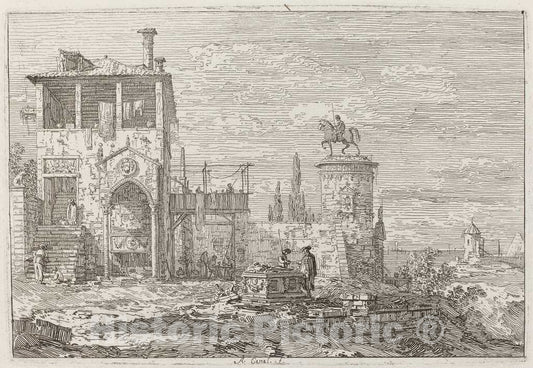 Art Print : Canaletto, The Equestrian Monument [Upper Right], c.1741 - Vintage Wall Art