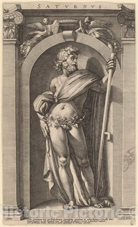 Art Print : Goltzius After Polidoro da Caravaggio, Saturn, 1592 - Vintage Wall Art