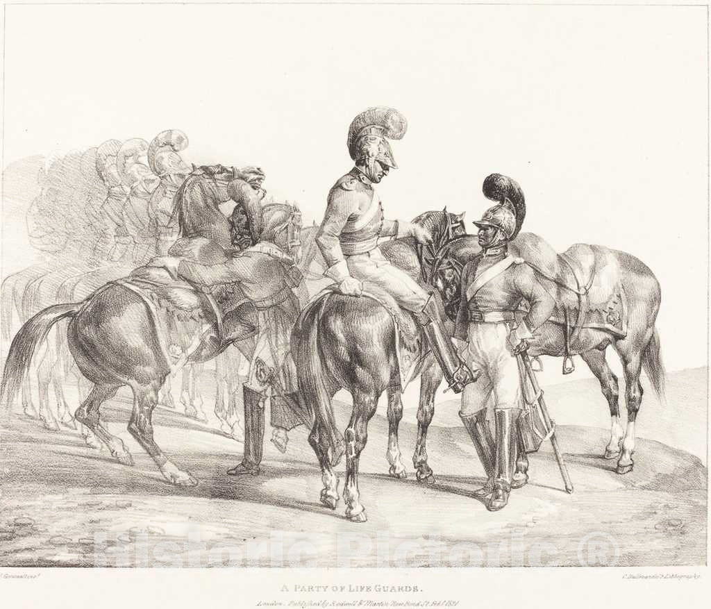 Art Print : ThÃ©odore Gericault, A Party of Life Guards, 1821 - Vintage Wall Art
