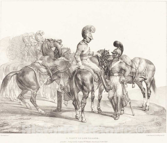 Art Print : ThÃ©odore Gericault, A Party of Life Guards, 1821 - Vintage Wall Art