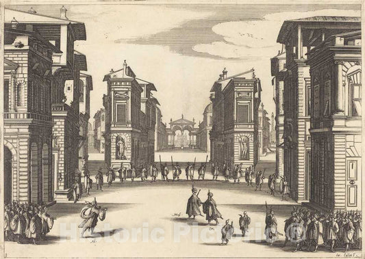Art Print : Jacques Callot, Solimano, Act III, 1620 - Vintage Wall Art
