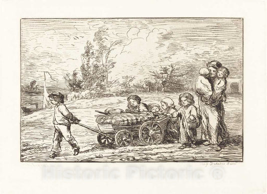 Art Print : Charles-FranÃ§ois Daubigny, Boarding The Bottin (L'Emmenagement au Bottin), 1862 - Vintage Wall Art