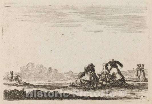 Art Print : Stefano Della Bella, Lords and Ladies Conversing, 1642 - Vintage Wall Art