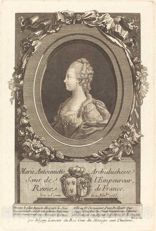 Art Print : Hubert After Honore-Bligny, Marie-Antoinette - Vintage Wall Art