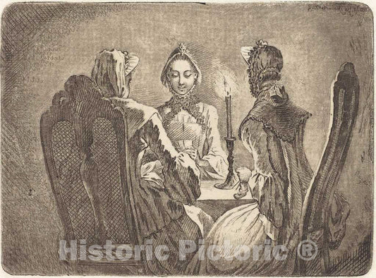 Art Print : Daniel Nikolaus Chodowiecki, The Card Game (Der Kleine l'Hombre Tisch), 1758 - Vintage Wall Art